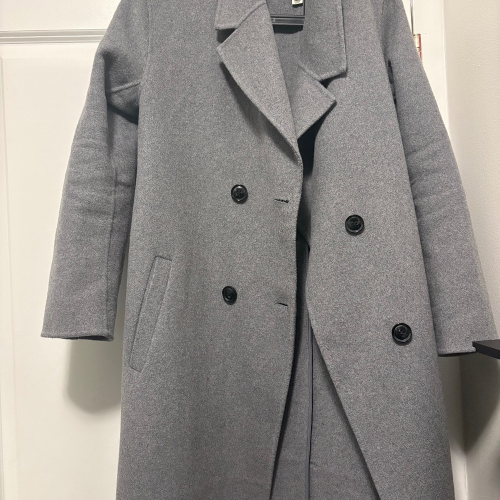 Grey wool blend coat